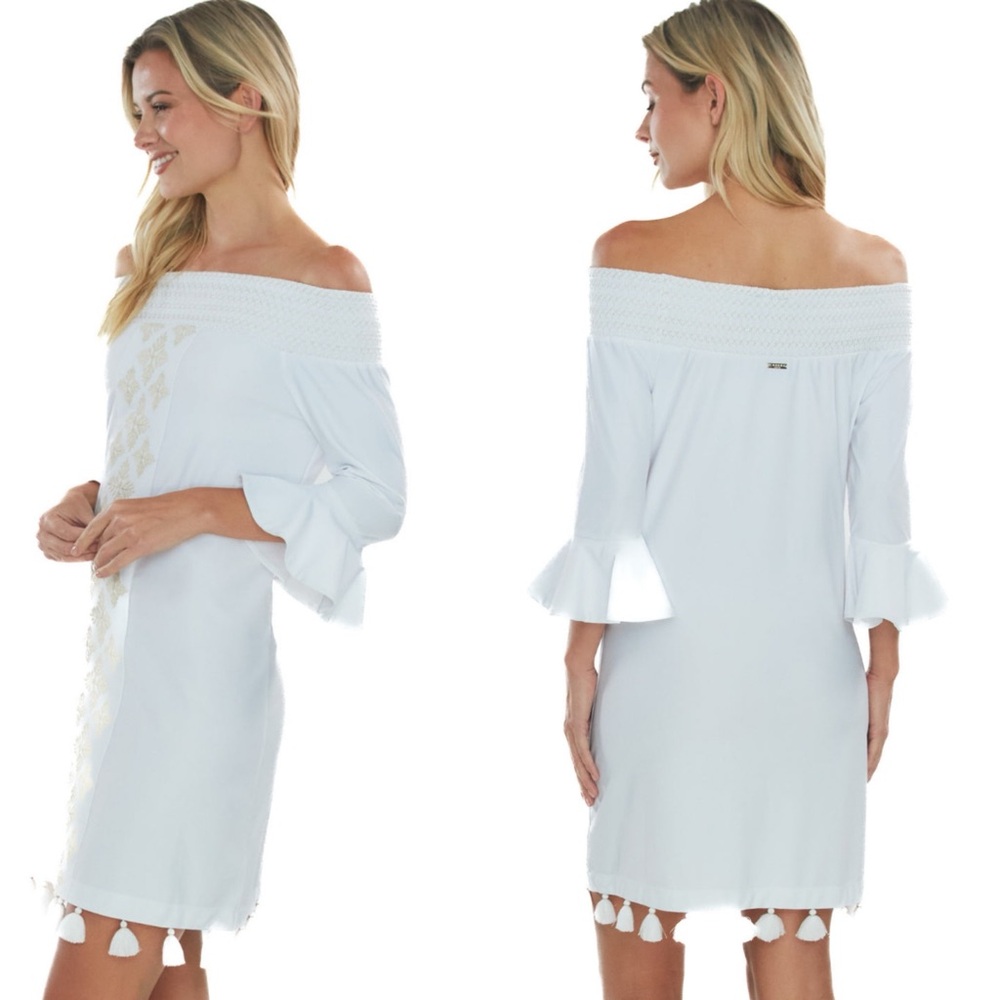 NWT Cabana Life White Embroidered Off The Shoulder Dress S - Picture 10 of 10